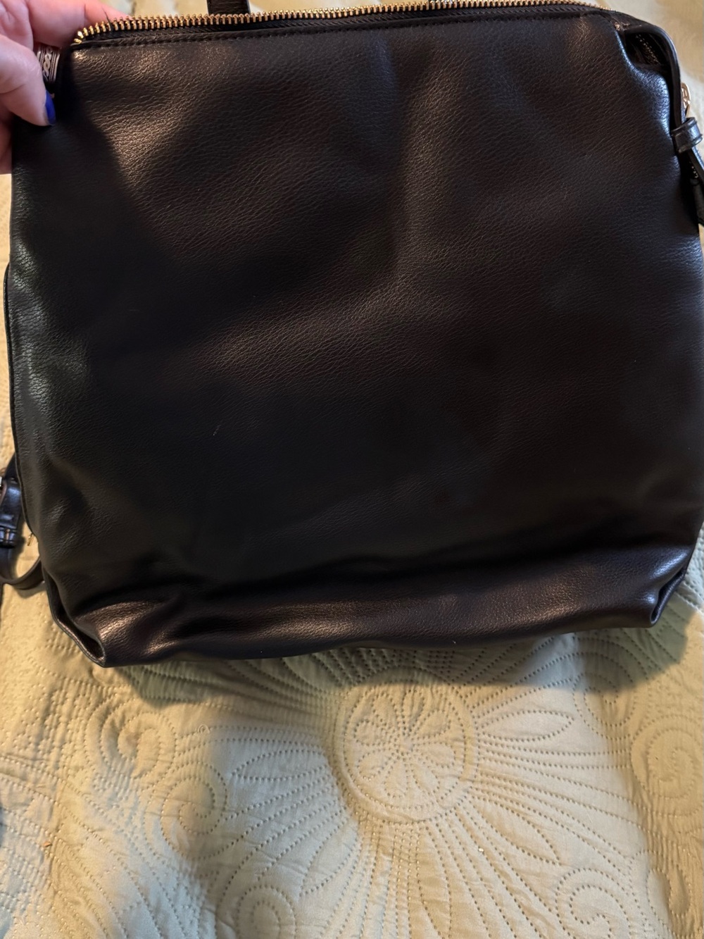 Everyday Black Fauc Leather Backpack with Top Handle